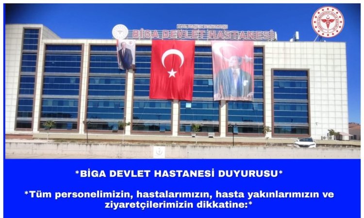 Biga Devlet Hastanesi’nde ana giriş geçici olarak kapatıldı